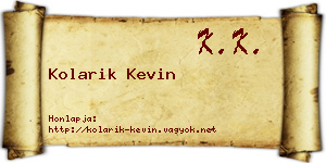Kolarik Kevin névjegykártya